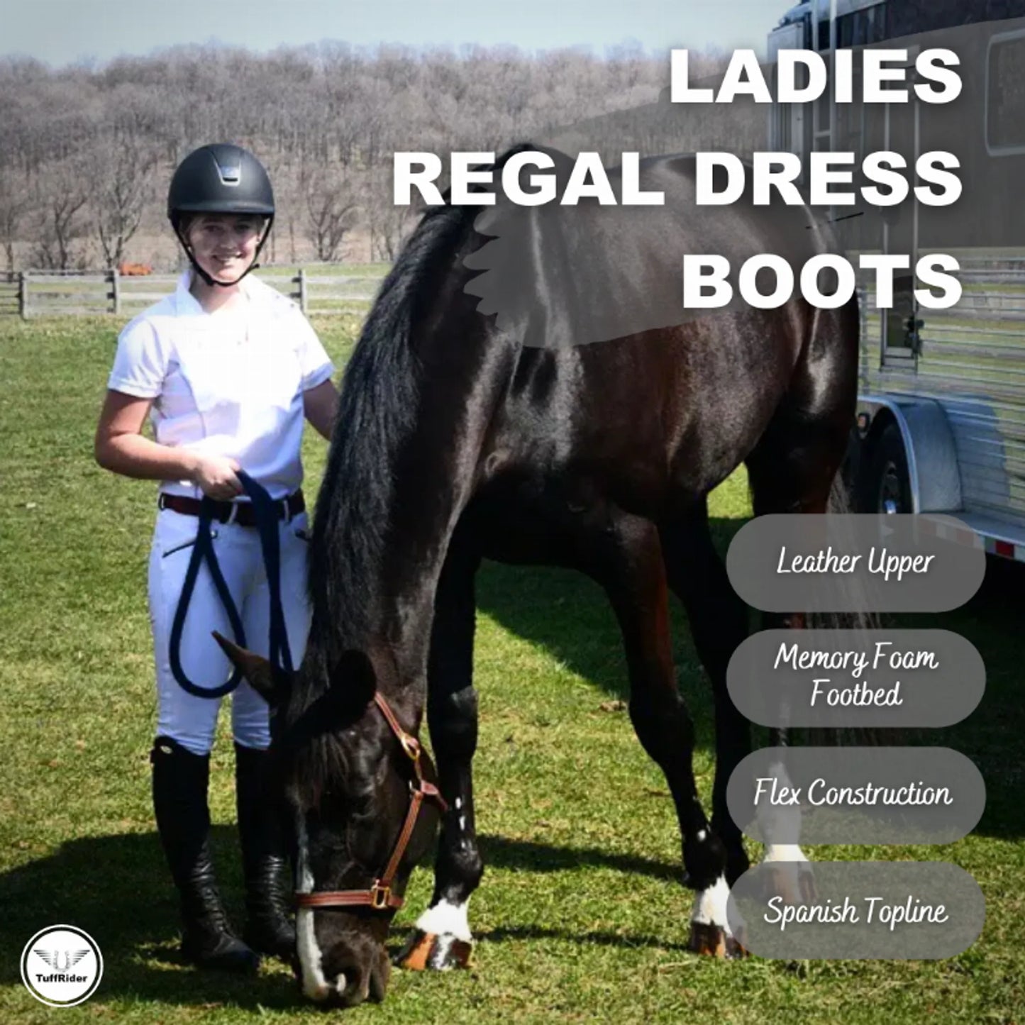 TuffRider Women Leather Regal Dress Boots - Black